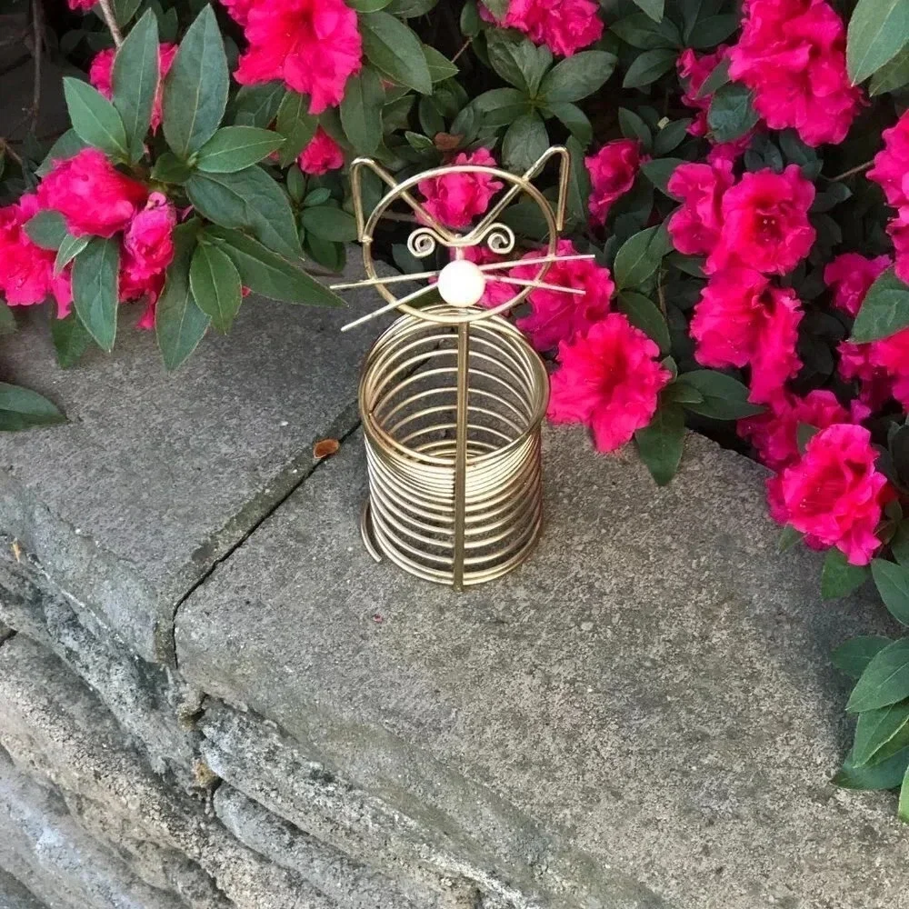 Mid Century Modern Industrial Gold Metal Cat Letter Holder Desk Accessory